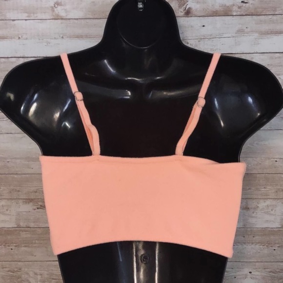 TOPSHOP Velour Bandeau Bikini Top 8 Peach - Picture 7 of 10